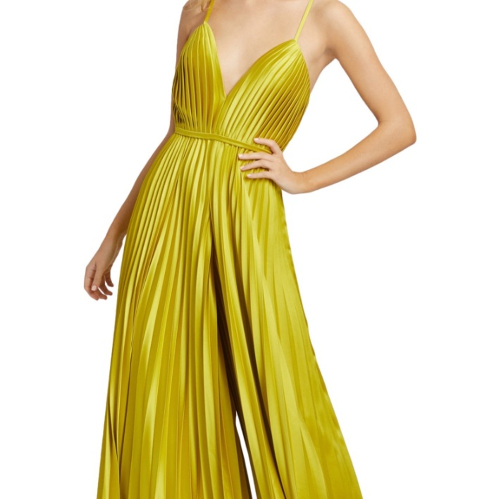 NWT Ieena for Mac Duggal Pleated Satin Wide Leg Jumpsuit